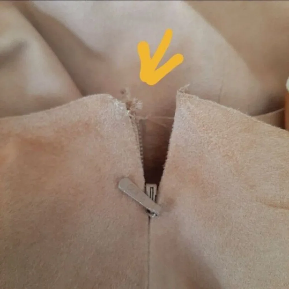 JILL STUART Genuine Suede Leather Mini Sheath Dress Tan Sz 0 Flawed - Picture 13 of 16